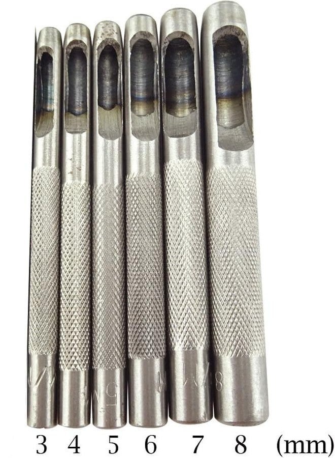 Inditrust مجموعة أدوات ثقب الجلد المجوف شديدة التحمل من إنديترست، 6 قطع - أداة قطع ثقوب دائرية (3 مم - 8 مم) للأحزمة والجلد والمطاط والقماش والحشيات - طقم أدوات ثقب يدوية - Image 4